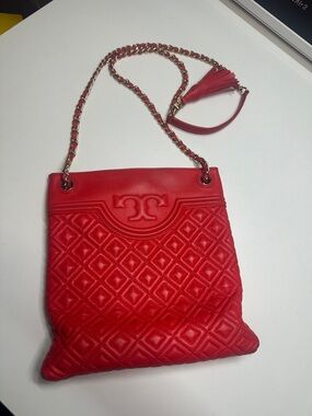 Tory Burch, Red Quilted Shoulder Bag